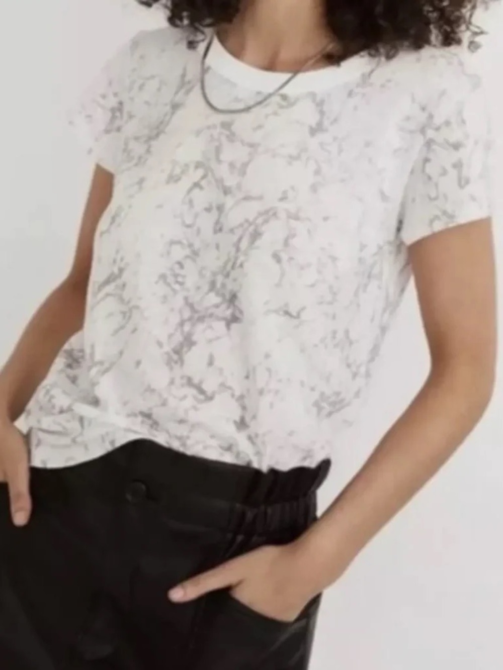 Madewell Marble Print Short Sleeve Tee - White & Gray - Smallโ